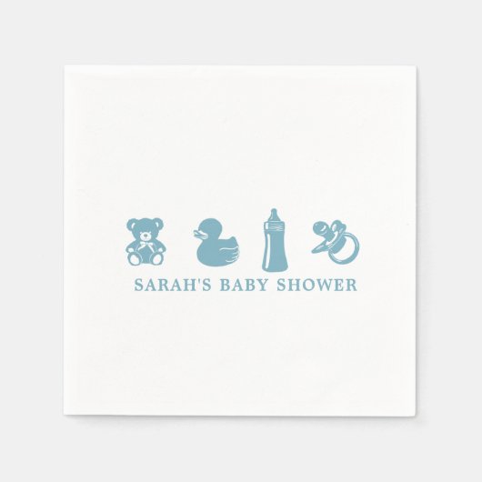 Blue Baby Shower Paper Napkin Serviette (Vorderseite)