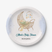 Blue Baby Shower Paper Plate – Custom Name Pappteller (Vorderseite)