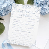 Blue Baby Shower Predictions and Advice Game Card Einladung
