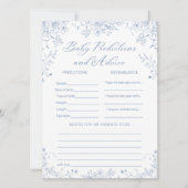 Blue Baby Shower Predictions and Advice Game Card Einladung (Vorderseite)
