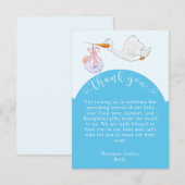 Blue Baby Shower Storch Danke Karte (Vorne/Hinten)