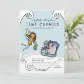 Blue Baby Shower Time Capsule Sugestion Checklist Einladung (Stehend Vorderseite)