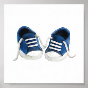 Blue Baby Sneakers Malerei Art Print Poster