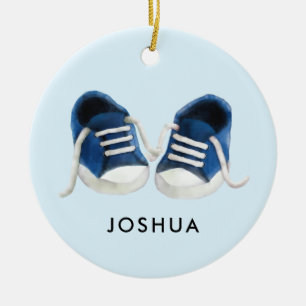 Blue Baby Sneakers Ornament, Weihnachtsgeschenk Ta Keramik Ornament