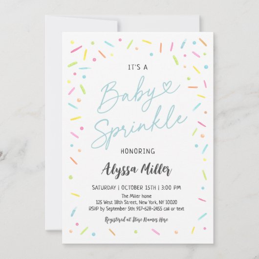 Blue Baby Sprinkle Einladung (Vorderseite)