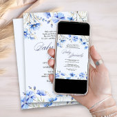 Blue Baby Sprinkle Gedicht Floral Baby Dusche Einladung