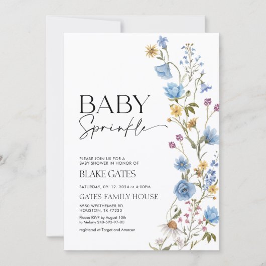 Blue Baby Sprinkle Invitation  Einladung (Vorderseite)