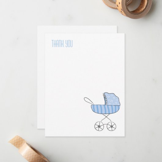 Blue Baby Stroller | Notizkarten, die wir Ihnen gl Mitteilungskarte (Vorderseite/Rückseite Beispiel)