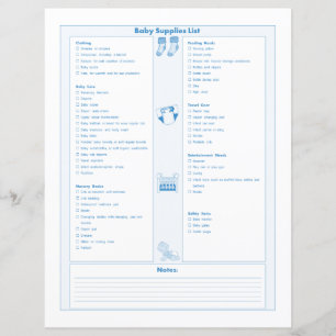Blue Baby Supplies List und Fütternd Tracker