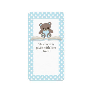 Blue Baby Teddy Bär auf Book Gift Buchzeichen Labe Adressaufkleber