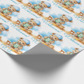 Blue Baby Welcome Teddy Bear Geschenkpapier (Ecke)