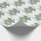Blue Baby Welcome Teddy Bear Geschenkpapier (Ecke)