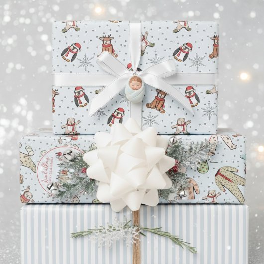 Blue Babys Erste Weihnachts Winter Pajamas Geschenkpapier Set