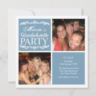Blue Bachelorette Brautparty Fotokarten Einladung
