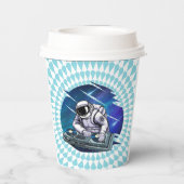 Blue Background Astronaut DJ Music Space Pappbecher (Rückseite)