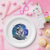 Blue Background Astronaut DJ Music Space Pappteller (Party)