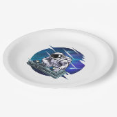 Blue Background Astronaut DJ Music Space Pappteller (Schrägansicht)
