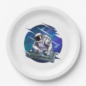 Blue Background Astronaut DJ Music Space Pappteller (Vorderseite)