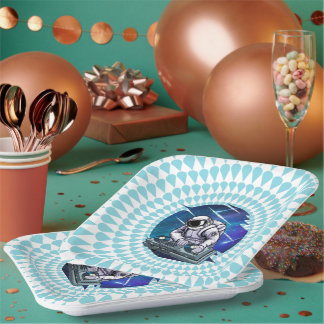 Blue Background Astronaut DJ Music Space Pappteller