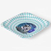 Blue Background Astronaut DJ Music Space Pappteller (Gewinkelt)