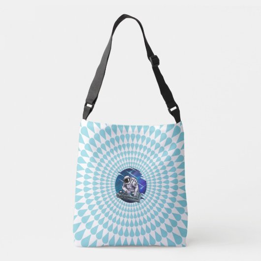 Blue Background Astronaut DJ Music Space Tote Bag Tragetaschen Mit Langen Trägern (Rückseite)