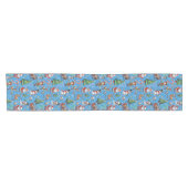 Blue Background Christmas Decorative Pattern Kurzer Tischläufer (Horizontal)