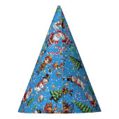 Blue Background Christmas Decorative Pattern Partyhütchen (Rückseite)