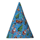 Blue Background Christmas Decorative Pattern Partyhütchen (Rechts)