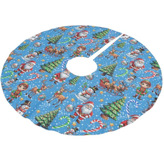 Blue Background Christmas Decorative Pattern Polyester Weihnachtsbaumdecke (Schrägansicht)