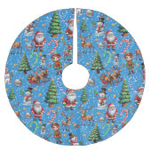 Blue Background Christmas Decorative Pattern Polyester Weihnachtsbaumdecke (Vorderseite)