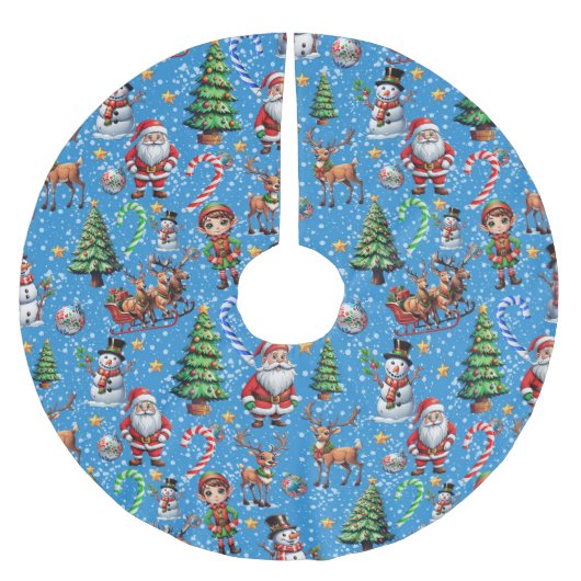Blue Background Christmas Decorative Pattern Polyester Weihnachtsbaumdecke (Vorderseite)