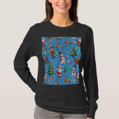Blue Background Christmas Decorative Pattern T-Shirt (Vorderseite)