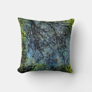 Blue Background der Baumzweige Kissen