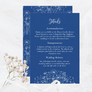 Blue Background Einfache Wildblume Details Hochzei Begleitkarte