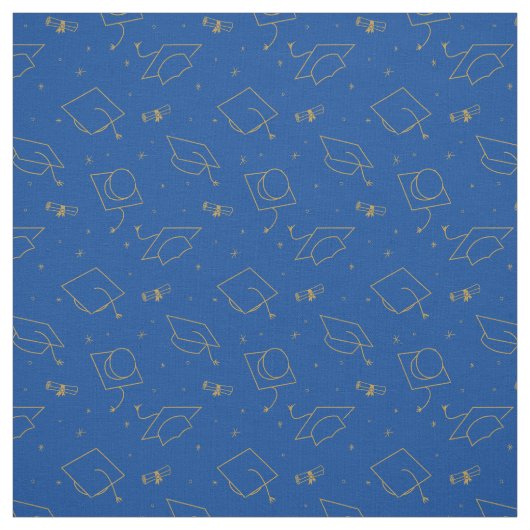 Blue Background Graduation Cap Toss Stoff (Muster)