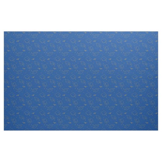 Blue Background Graduation Cap Toss Stoff (Fat Quarter (45,7 x 55,9 cm))