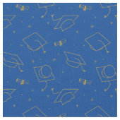 Blue Background Graduation Cap Toss Stoff (Nahaufnahme)