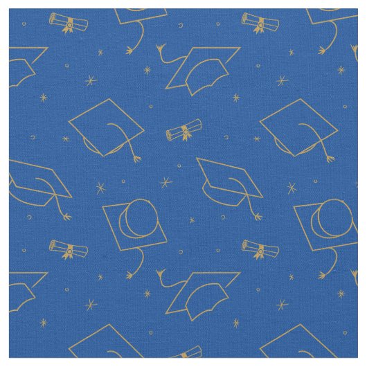 Blue Background Graduation Cap Toss Stoff (Nahaufnahme)