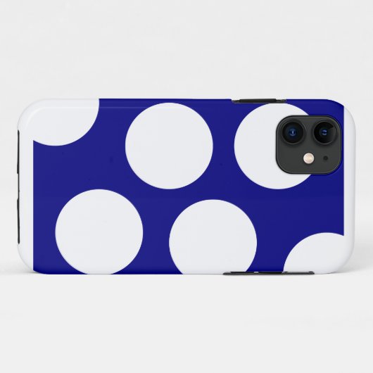 Blue Background & Large White Circles Polka Dot Case-Mate iPhone Hülle (Rückseite (Horizontal))