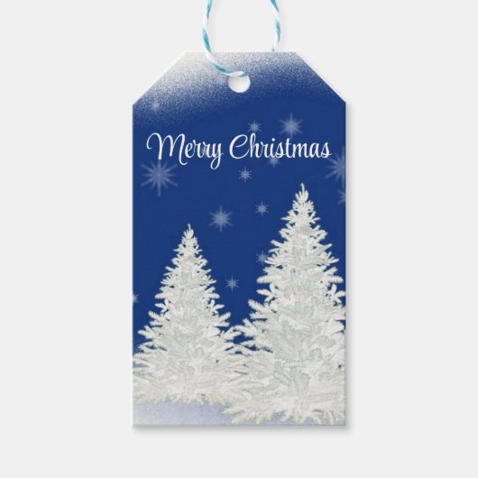 Blue Background mit dem Weihnachtsbaum Geschenkanhänger (Vorderseite)