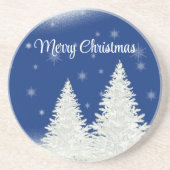 Blue Background mit dem Weihnachtsbaum Getränkeuntersetzer (Vorne)