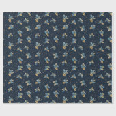 Blue Background mit Gold & Blue Holly Blätter Geschenkpapier (Flach)