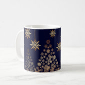 Blue Background mit Golden Christmas Tree Kaffeetasse (Vorderseite Links)