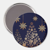 Blue Background mit Golden Christmas Tree Magnet (Vorderseite/Rückseite)