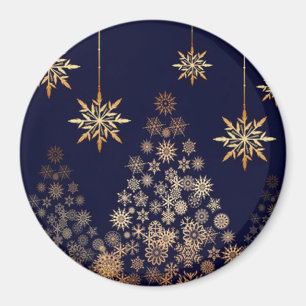 Blue Background mit Golden Christmas Tree Magnet