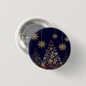 Blue Background mit Golden Christmas Tree Square Button (Vorne & Hinten)