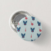 Blue Background mit Rudolph und Weihnachtsballen Button (Vorne & Hinten)