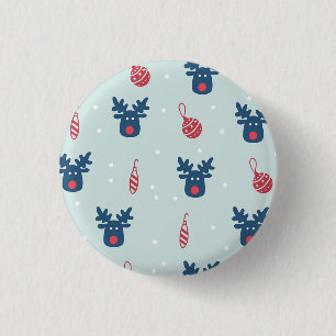 Blue Background mit Rudolph und Weihnachtsballen Button