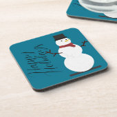 Blue Background mit Snowman Getränkeuntersetzer (Linke Seite)