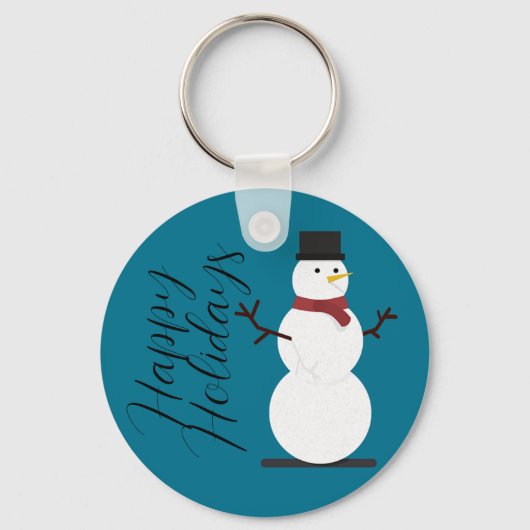 Blue Background mit Snowman Schlüsselanhänger (Vorderseite)